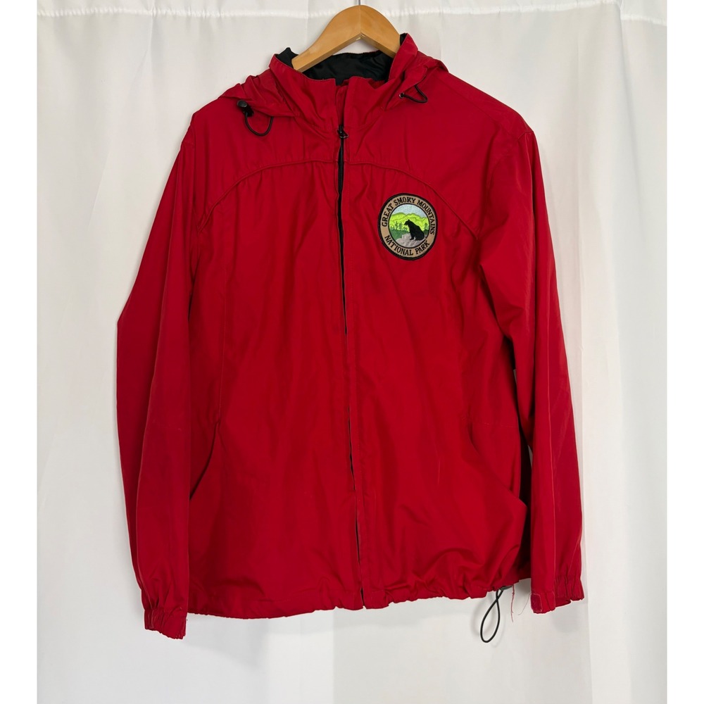 Red Windbreaker Great Smoky Mountains‎ National Park Jacket Womens L Hiking Gorp